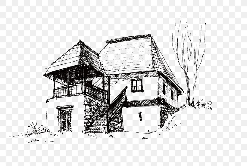 House Drawing Sketch, PNG, 760x552px, House, Architecture, Artwork, Black And White, Building Download Free