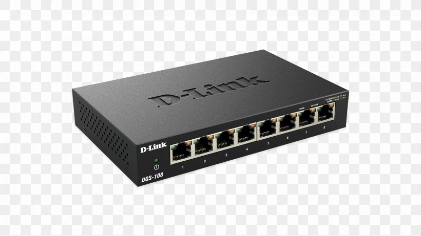Network Switch Gigabit Ethernet D-Link DGS 108 D-Link DES 108, PNG, 1664x936px, Network Switch, Computer, Computer Network, Data Transmission, Dlink Download Free