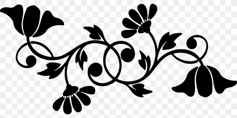 Watercolor Floral Background, PNG, 960x480px, Motif, Blackandwhite, Borders And Frames, Branch, Decorative Borders Download Free