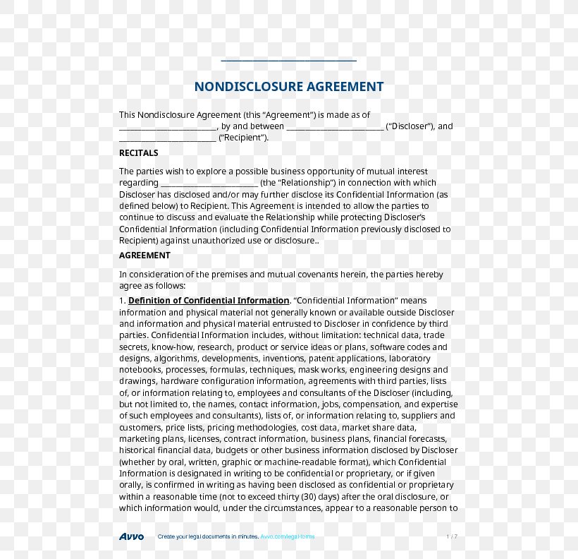 Document Non-disclosure Agreement Patent Contract Confidentiality, PNG, 612x792px, Document, Area, Book, Confidentiality, Contract Download Free