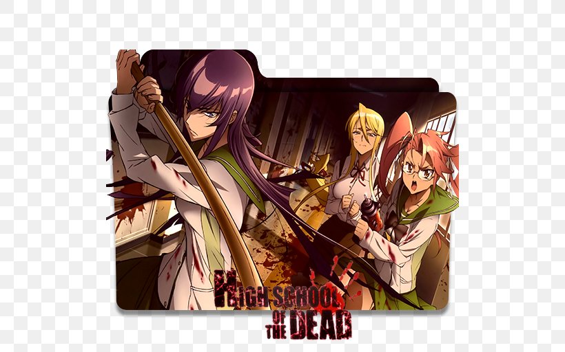 Highschool Of The Dead High-definition Television 1080p Desktop Wallpaper, PNG, 512x512px, Watercolor, Cartoon, Flower, Frame, Heart Download Free