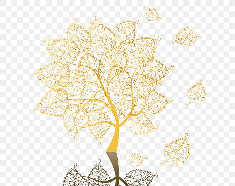 Tree Euclidean Vector, PNG, 650x650px, Tree, Floral Design, Flower, Gold, Leaf Download Free