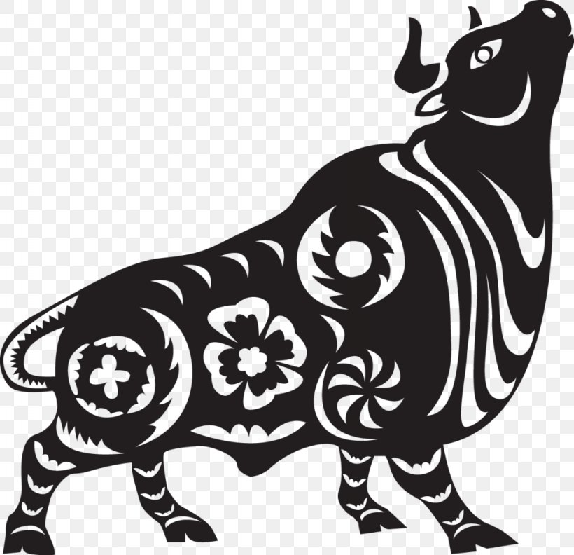 Chinese Zodiac Ox Papercutting Art, PNG, 1024x990px, Chinese Zodiac, Art, Artwork, Big Cats, Black Download Free