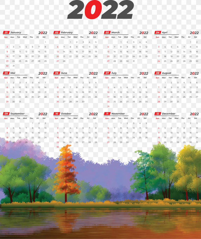 2022 Printable Yearly Calendar 2022 Calendar, PNG, 2524x3000px, Drawing, Cartoon, Landscape, Library, Nature Download Free