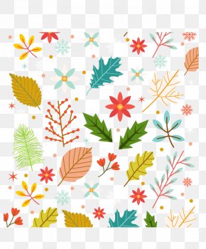 Winter Flowers And Leaves - Winter Flower Leaf PNG