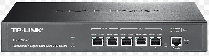 Router TP-Link SafeStream TL-ER6020 Gigabit Ethernet Wide Area Network, PNG, 3000x814px, Router, Audio, Audio Equipment, Audio Receiver, Computer Network Download Free