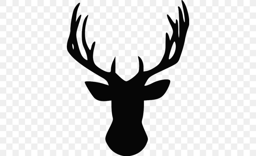 Reindeer Silhouette Antler, PNG, 500x500px, Deer, Antler, Art, Black And White, Drawing Download Free