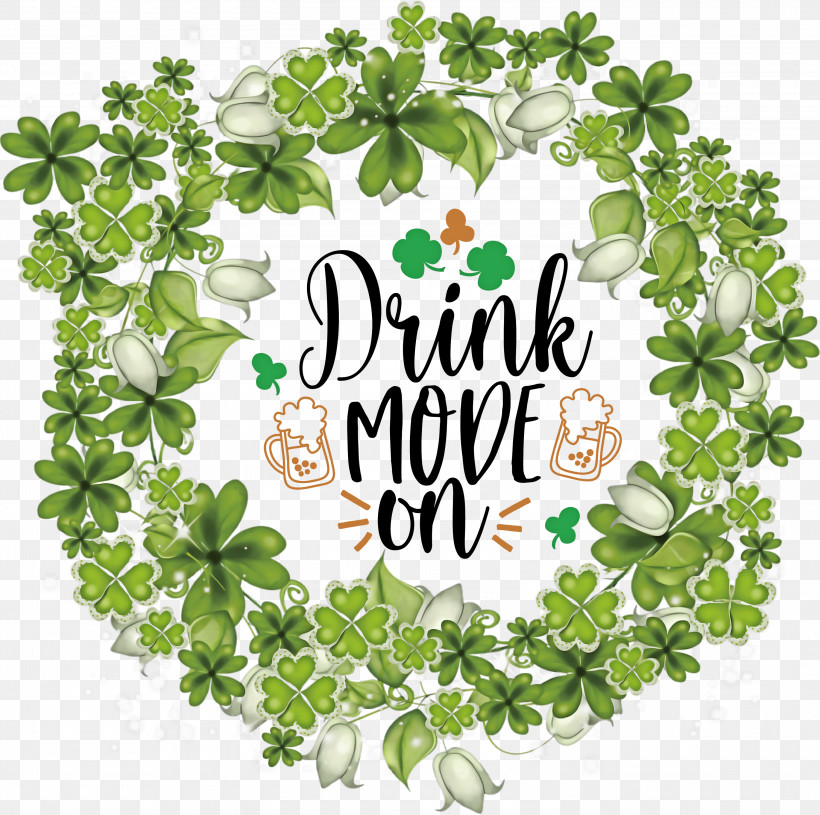 Drink Mode On St Patricks Day Saint Patrick, PNG, 3000x2985px, St Patricks Day, Floral Design, Flower, Green, Leaf Download Free