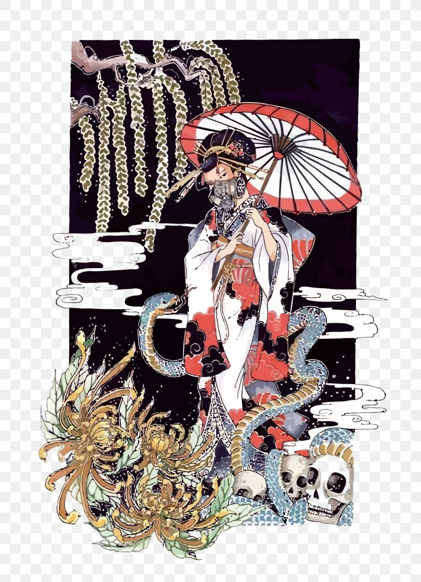 Japan Geisha Illustration, PNG, 1083x1500px, Japan, Art, Cherry Blossom, Costume Design, Designer Download Free
