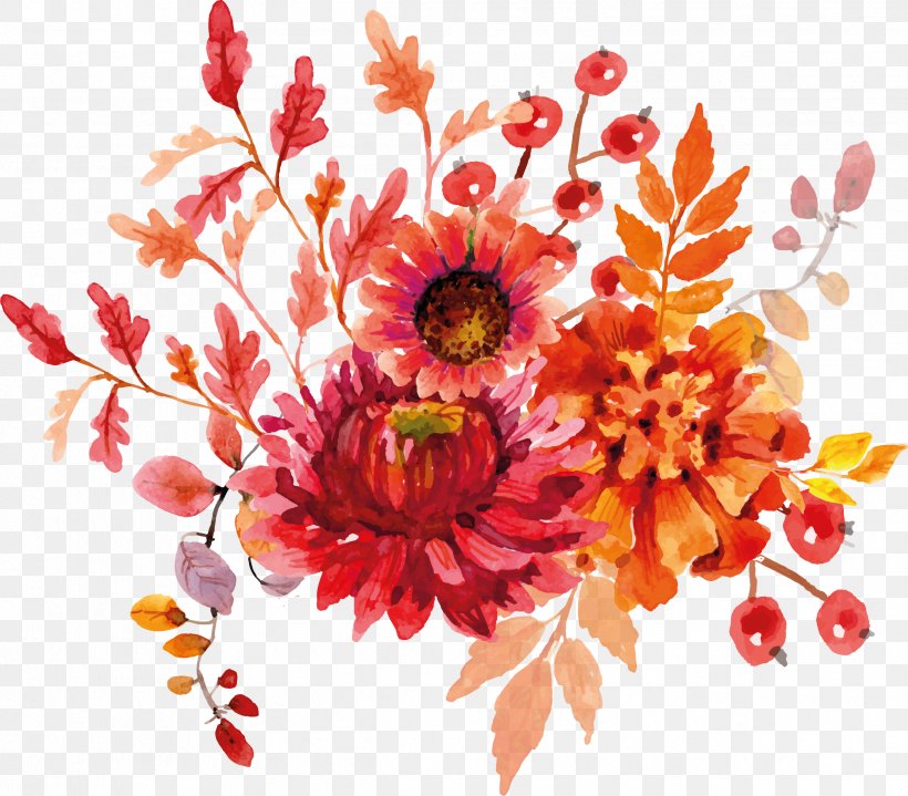 Cut Flowers Watercolor Painting Clip Art, PNG, 2441x2142px, Flower, Art, Chrysanths, Cut Flowers, Dahlia Download Free