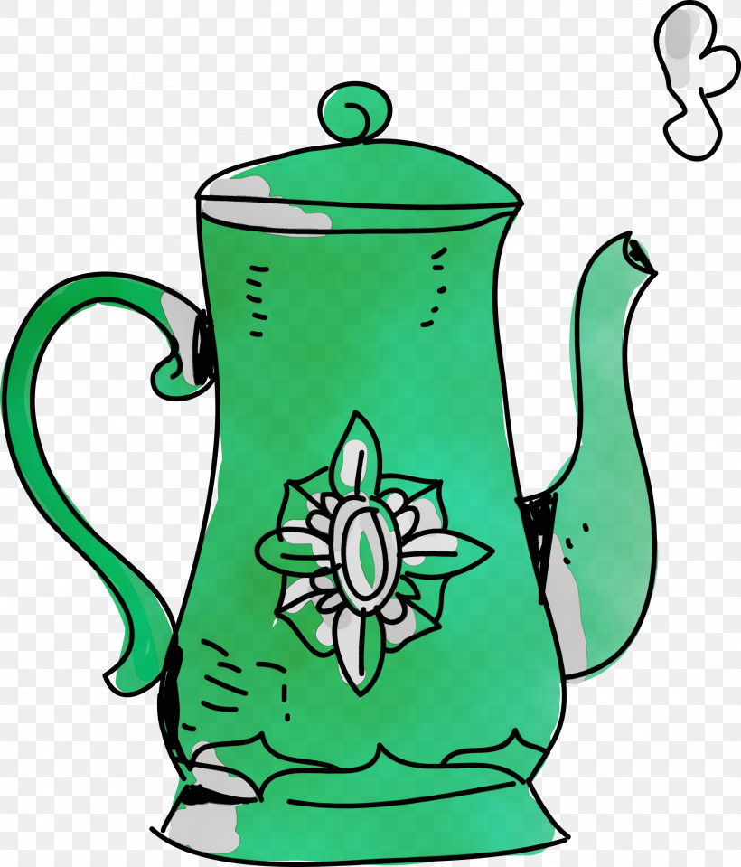 Kettle Mug Teapot Tennessee Green, PNG, 2564x3000px, Watercolor, Green, Kettle, Mug, Paint Download Free