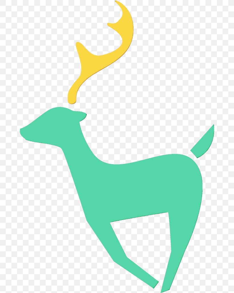 Reindeer, PNG, 684x1026px, Watercolor, Antelope, Deer, Fawn, Green Download Free
