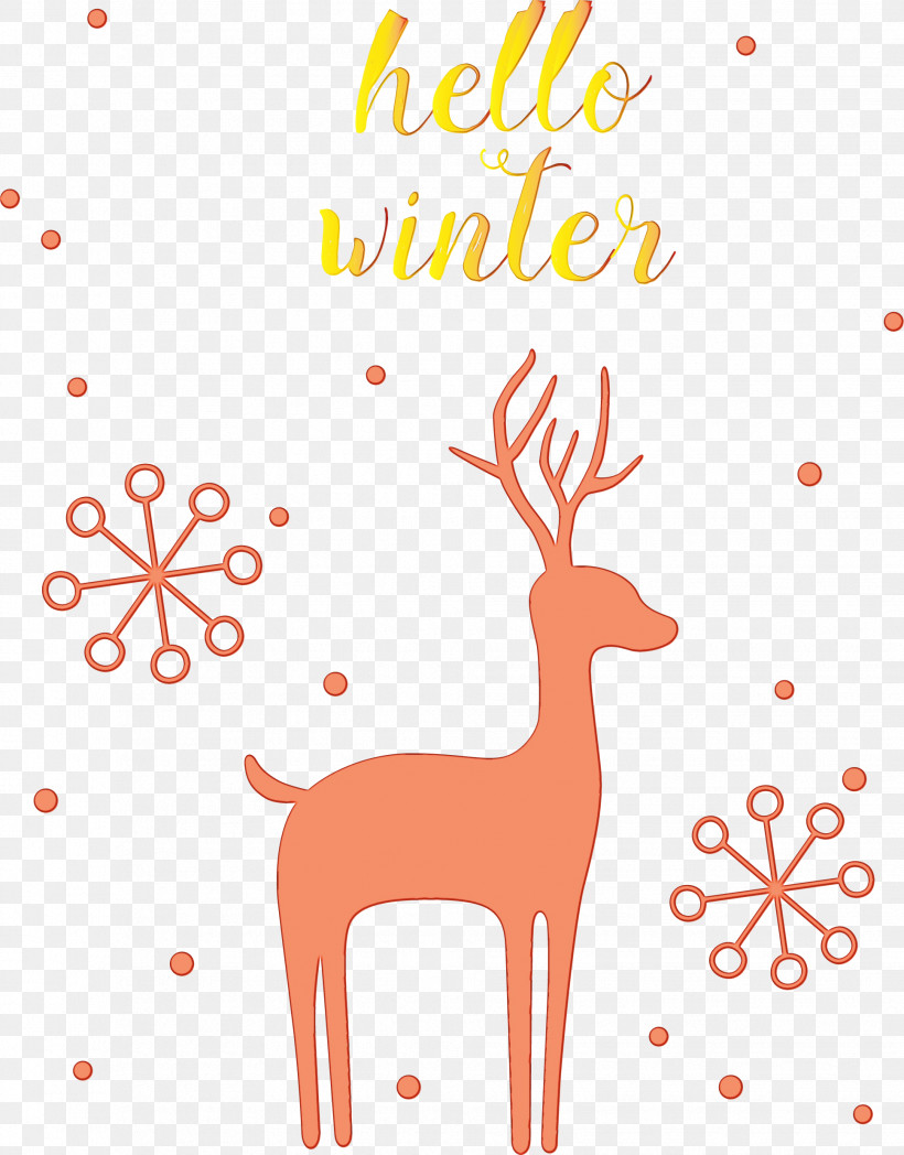 Reindeer, PNG, 1938x2477px, Hello Winter, Chinese Painting, Drawing, Paint, Painting Download Free