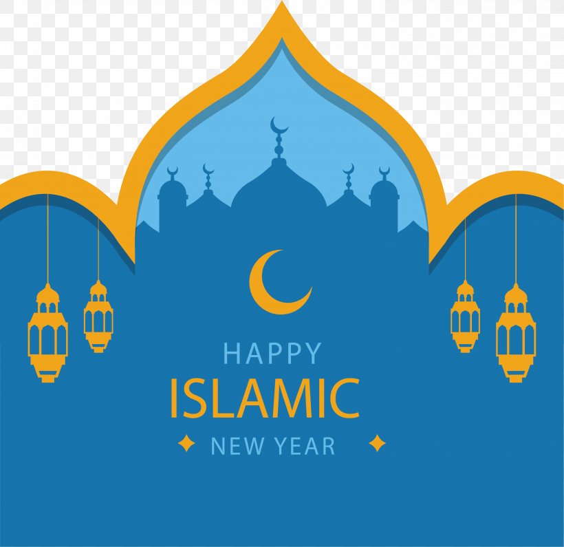 Islamic New Year New Year's Day Islamic Calendar Eid Al-Fitr, PNG, 3030x2941px, Wedding Invitation, Area, Blue, Brand, Christmas Download Free