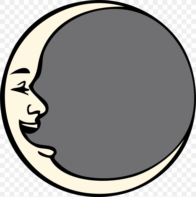 Man In The Moon Lunar Phase Smiley Clip Art, PNG, 2394x2400px, Moon, Black And White, Blue Moon, Crescent, Eye Download Free