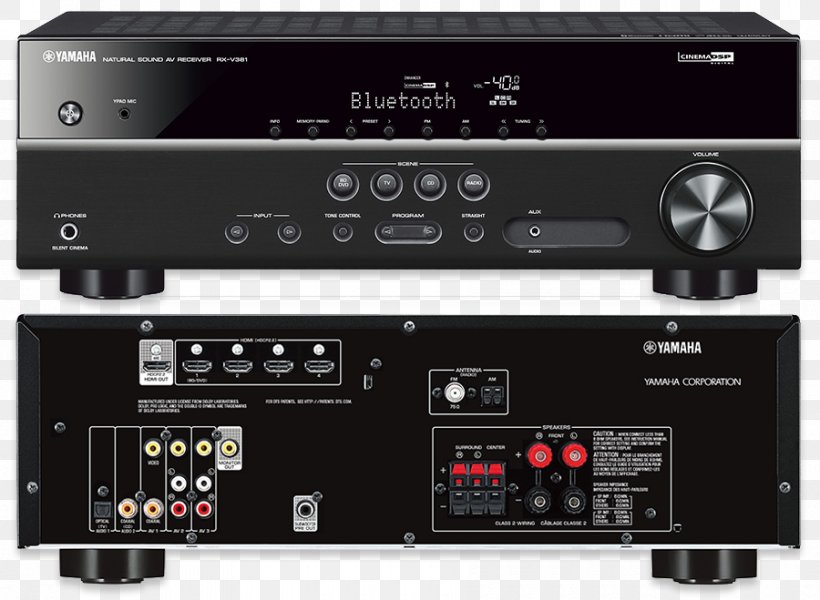 AV Receiver Yamaha RX-V381 Yamaha Corporation Home Theater Systems DTS, PNG, 900x659px, 51 Surround Sound, Av Receiver, Audio, Audio Equipment, Audio Power Amplifier Download Free