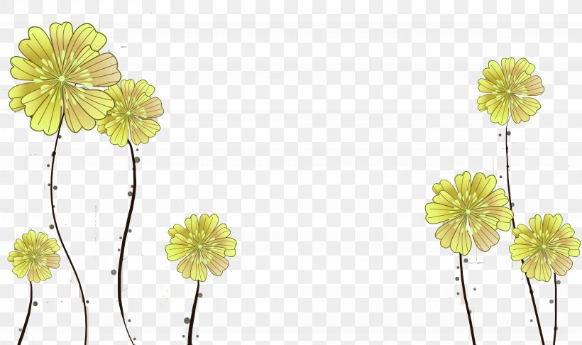 Floral Design Flower Yellow Three-dimensional Space, PNG, 8000x4748px, 3d Film, 3d Television, Wall, Cut Flowers, Dahlia Download Free