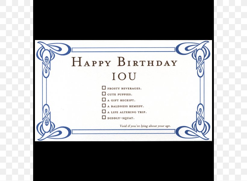 IOU Greeting & Note Cards Holiday Birthday Form, PNG, 600x601px, Iou, Area, Birthday, Birthday Card, Blue Download Free