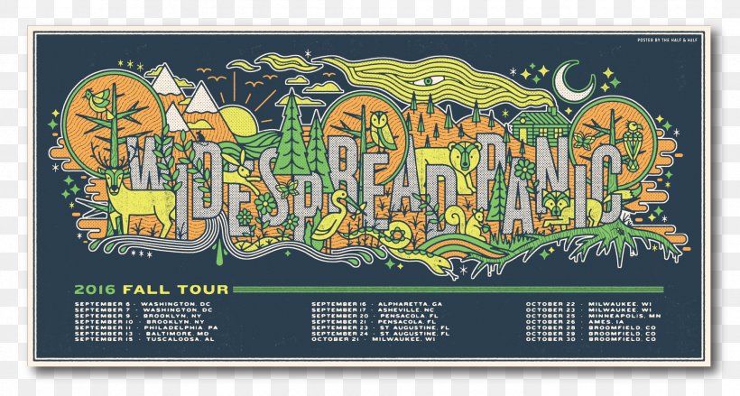 Widespread Panic 2009 Concert Tour Poster Printing, PNG, 1936x1037px, Poster, Art, Confidence, Designer, Dribbble Download Free