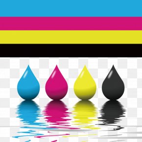 Realistic Color Droplets Menu - Paper Color Printing CMYK Color Model Offset Printing PNG