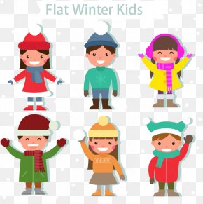 Flat Winter Children - Winter Clothing Child Clip Art PNG
