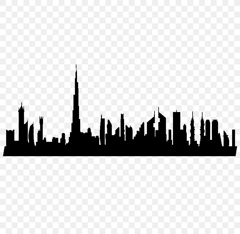 Dubai Skyline Silhouette, PNG, 800x800px, Dubai, Black And White, Brand, City, Landmark Download Free