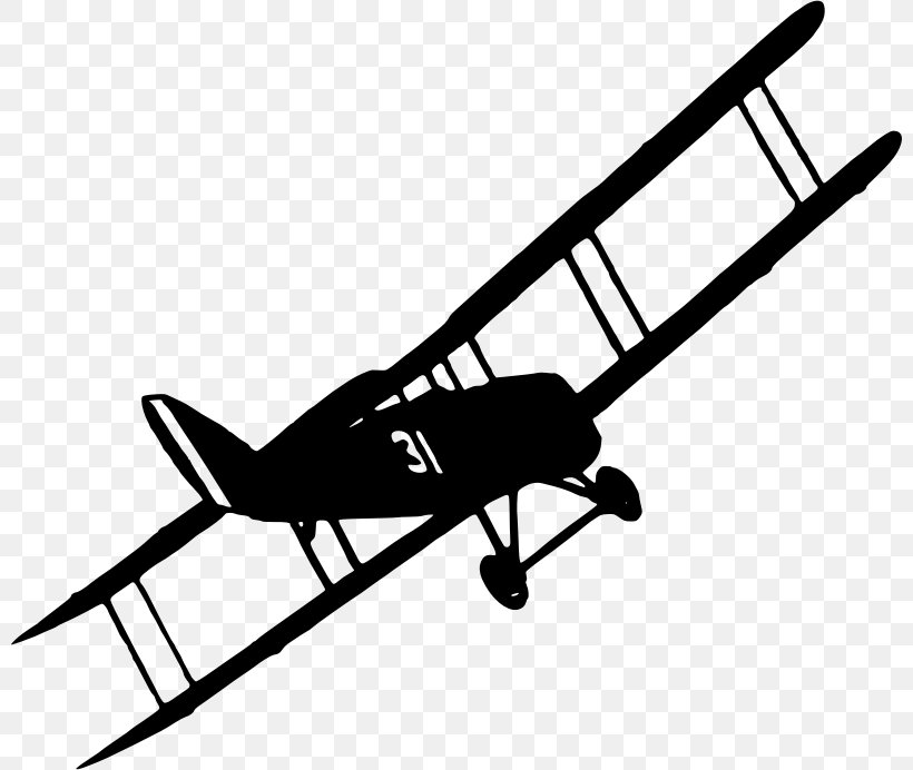 Airplane Fixed-wing Aircraft Biplane Clip Art, PNG, 800x692px, Airplane, Aircraft, Aviation, Biplane, Black And White Download Free
