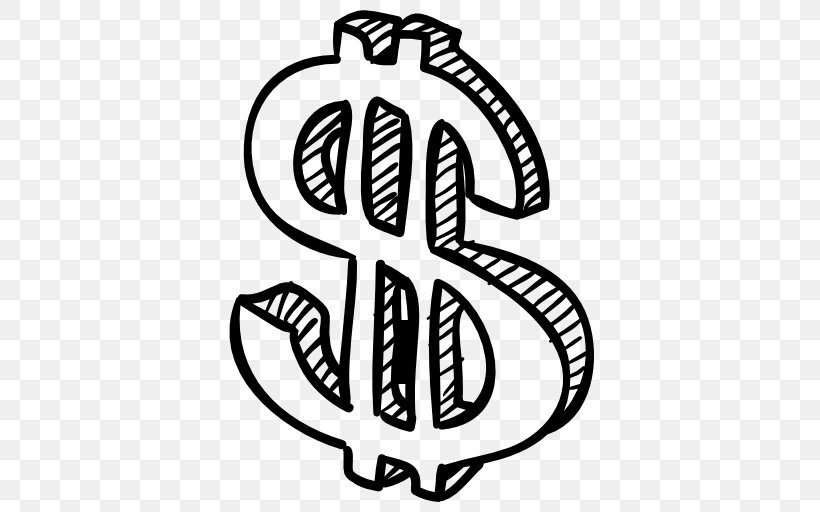 Dollar Sign Drawing Currency Symbol United States Dollar, PNG, 512x512px, Dollar Sign, Area, Art, Artwork, Black And White Download Free