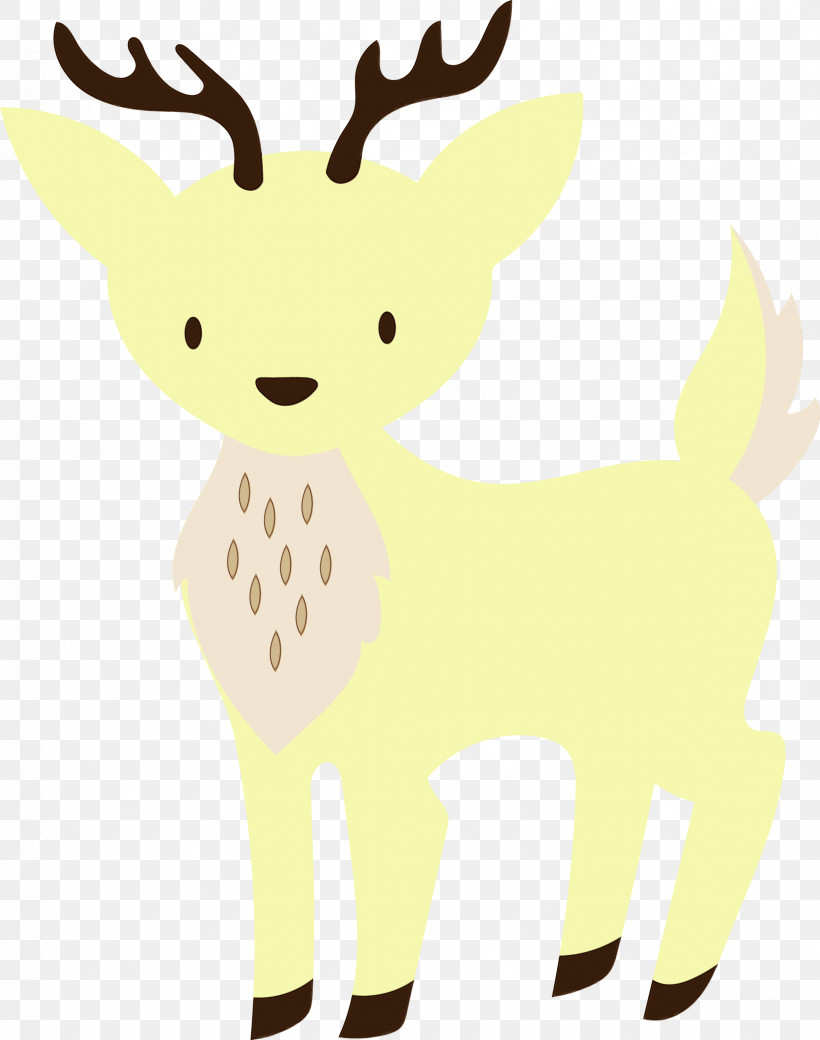 Reindeer, PNG, 2364x3000px, Watercolor, Antler, Character, Character Created By, Deer Download Free