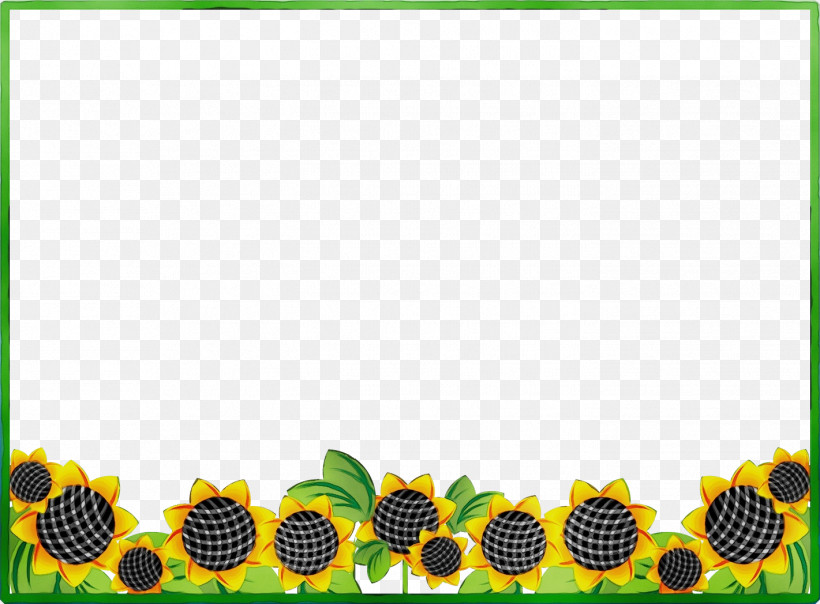 Picture Frame, PNG, 1421x1048px, Sunflower Rectangular Frame, Asterales, Daisy Family, Floral Frame, Flower Download Free