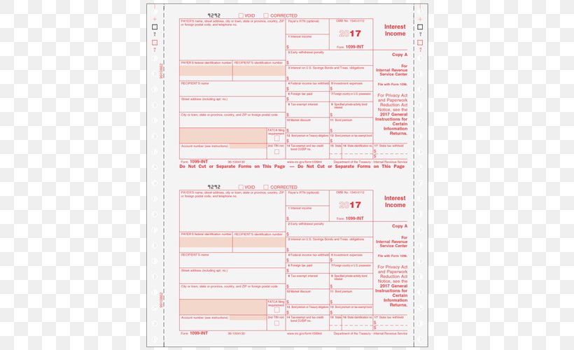 Carbonless Copy Paper IRS Tax Forms Form 1099-OID, PNG, 500x500px, Paper, Area, Carbonless Copy Paper, Data, Inkjet Printing Download Free