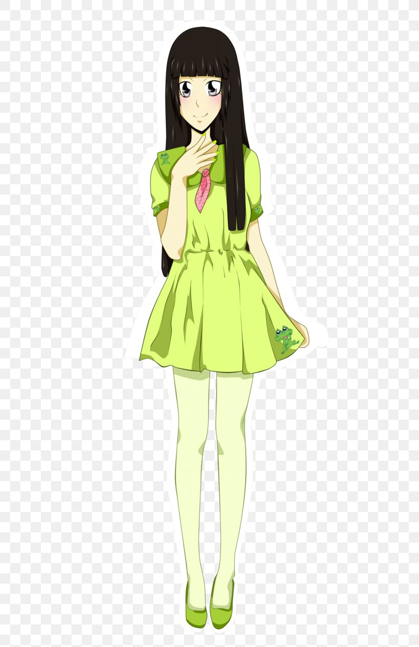 Black Hair Homo Sapiens Green Dress, PNG, 632x1264px, Watercolor, Cartoon, Flower, Frame, Heart Download Free