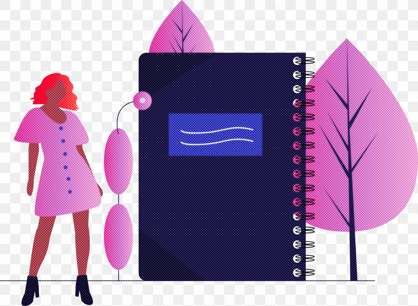 Notebook Girl, PNG, 2999x2204px, Notebook, Girl, Magenta, Pink, Purple Download Free