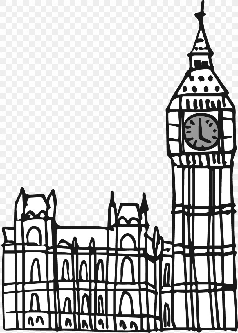 Big Ben England Drawing Euclidean Vector, PNG, 965x1348px, Big Ben, Area, Bell, Black, Black And White Download Free