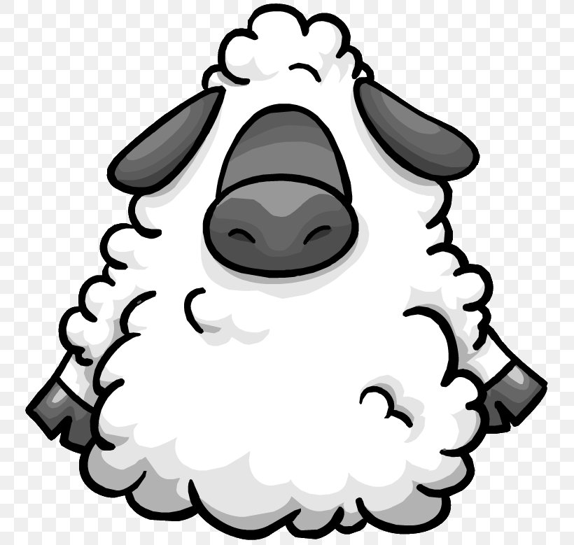 Sheep Club Penguin Wool Clip Art, PNG, 767x779px, Sheep, Art, Artwork, Black, Black And White Download Free