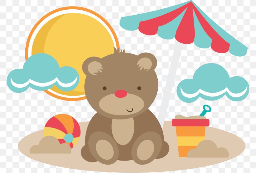 Bear At The Beach Clip Art, PNG, 778x556px, Watercolor, Cartoon, Flower, Frame, Heart Download Free