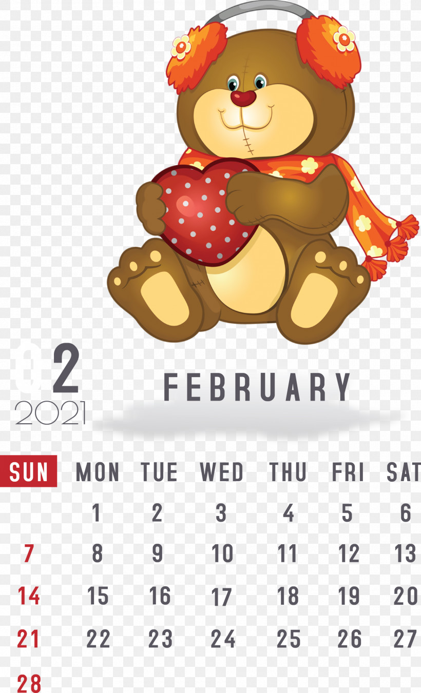 February 2021 Printable Calendar February Calendar 2021 Calendar, PNG, 1820x3000px, 2021 Calendar, Animation, Bears, Drawing, Poster Download Free