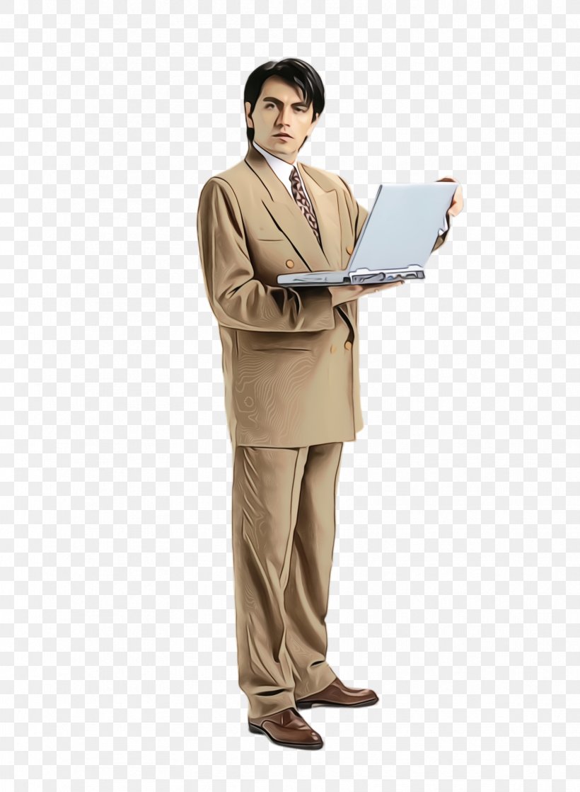 Standing White-collar Worker Suit Job Laptop, PNG, 1712x2336px, Watercolor, Business, Businessperson, Job, Laptop Download Free