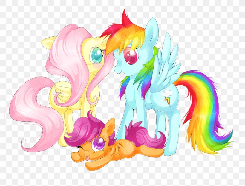 Fluttershy Scootaloo Rainbow Dash Pony Horse, PNG, 906x690px, Watercolor, Cartoon, Flower, Frame, Heart Download Free