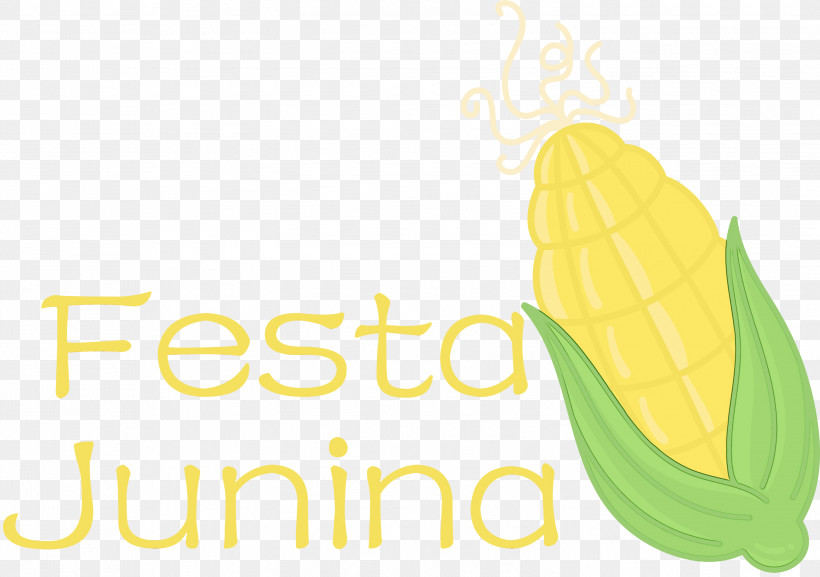 Logo Banana Commodity Font Yellow, PNG, 2999x2113px, Festa Junina, Banana, Commodity, Fruit, Geometry Download Free