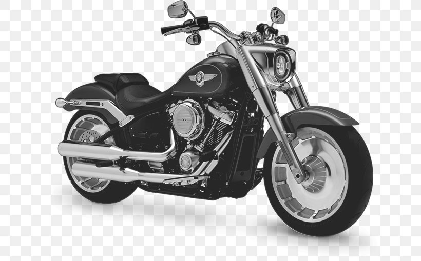 Harley-Davidson FLSTF Fat Boy Softail Motorcycle, PNG, 666x509px, Harleydavidson, Automotive Design, Automotive Exhaust, Automotive Exterior, Black And White Download Free