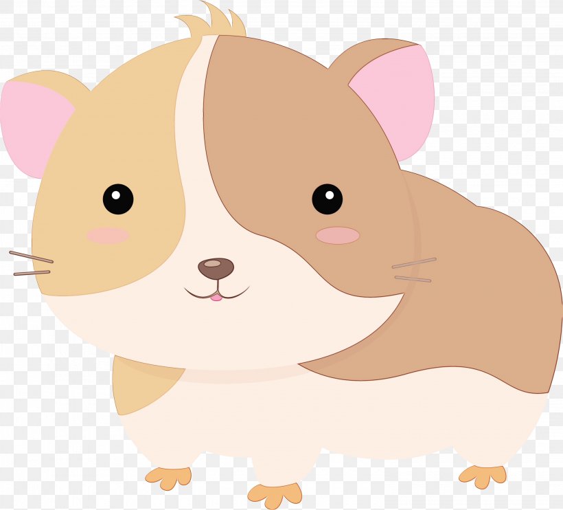Hamster, PNG, 3010x2725px, Watercolor, Cartoon, Fawn, Hamster, Muroidea Download Free