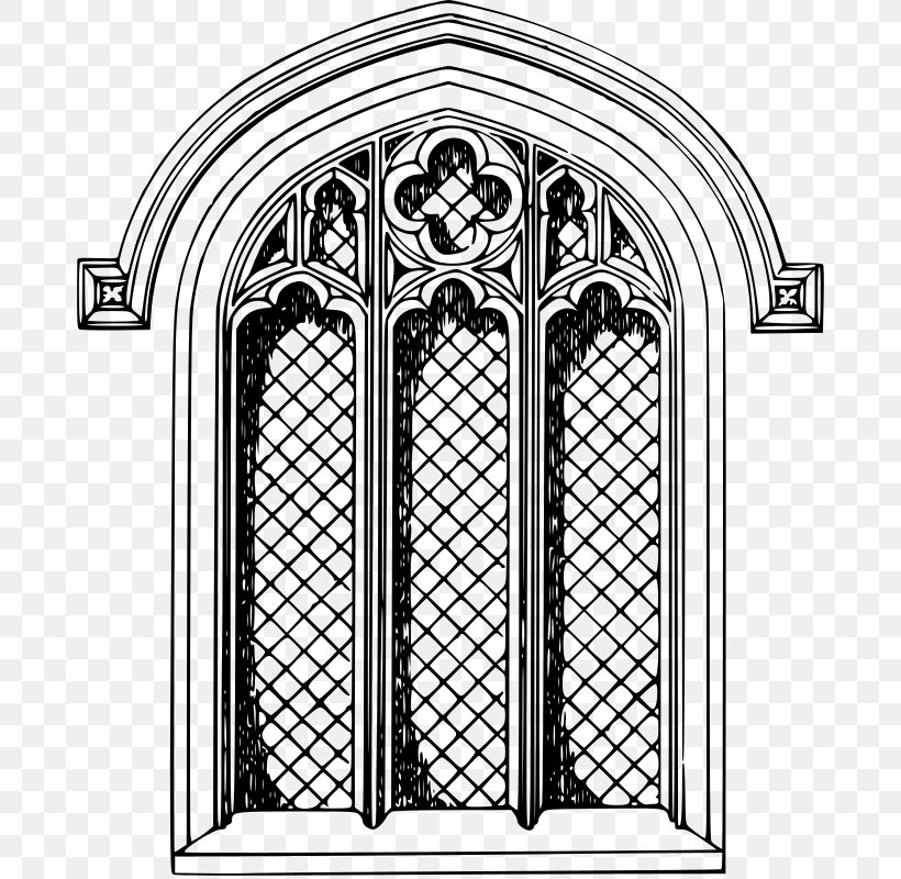 Church Window Stained Glass Clip Art, PNG, 682x800px, Window, Arch, Architecture, Black And White, Building Download Free