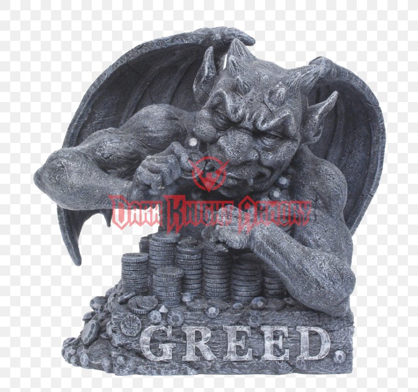 Gargoyle Figurine Statue Seven Deadly Sins Greed, PNG, 768x768px, Gargoyle, Figurine, Gluttony, Gothic Architecture, Greed Download Free