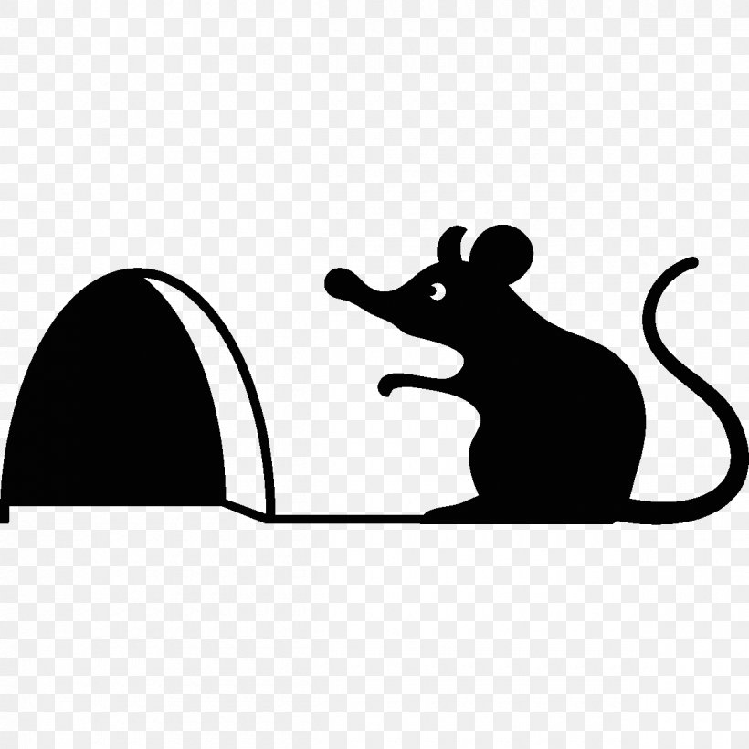 Clip Art Computer Mouse Wall Decal Silhouette Image, PNG, 1200x1200px, Computer Mouse, Black, Black And White, Carnivoran, Cartoon Download Free