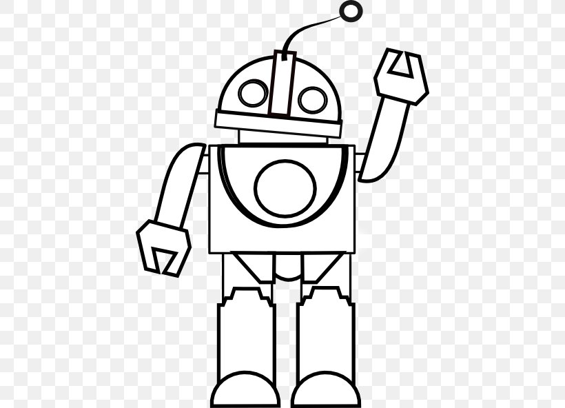 Robot Black And White Drawing Coloring Book Clip Art, PNG, 426x592px, Robot, Area, Black And White, Cartoon, Color Download Free