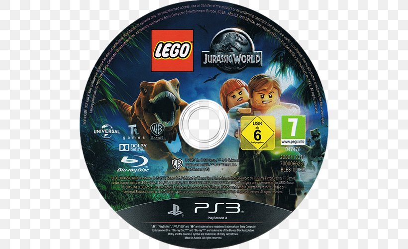 Lego Jurassic World Compact Disc PlayStation 4 Game, PNG, 500x500px, Lego Jurassic World, Compact Disc, Cooperative Gameplay, Cover Art, Data Storage Device Download Free