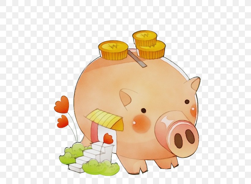 Piggy Bank, PNG, 600x600px, Watercolor, Cartoon, Domestic Pig, Livestock, Paint Download Free