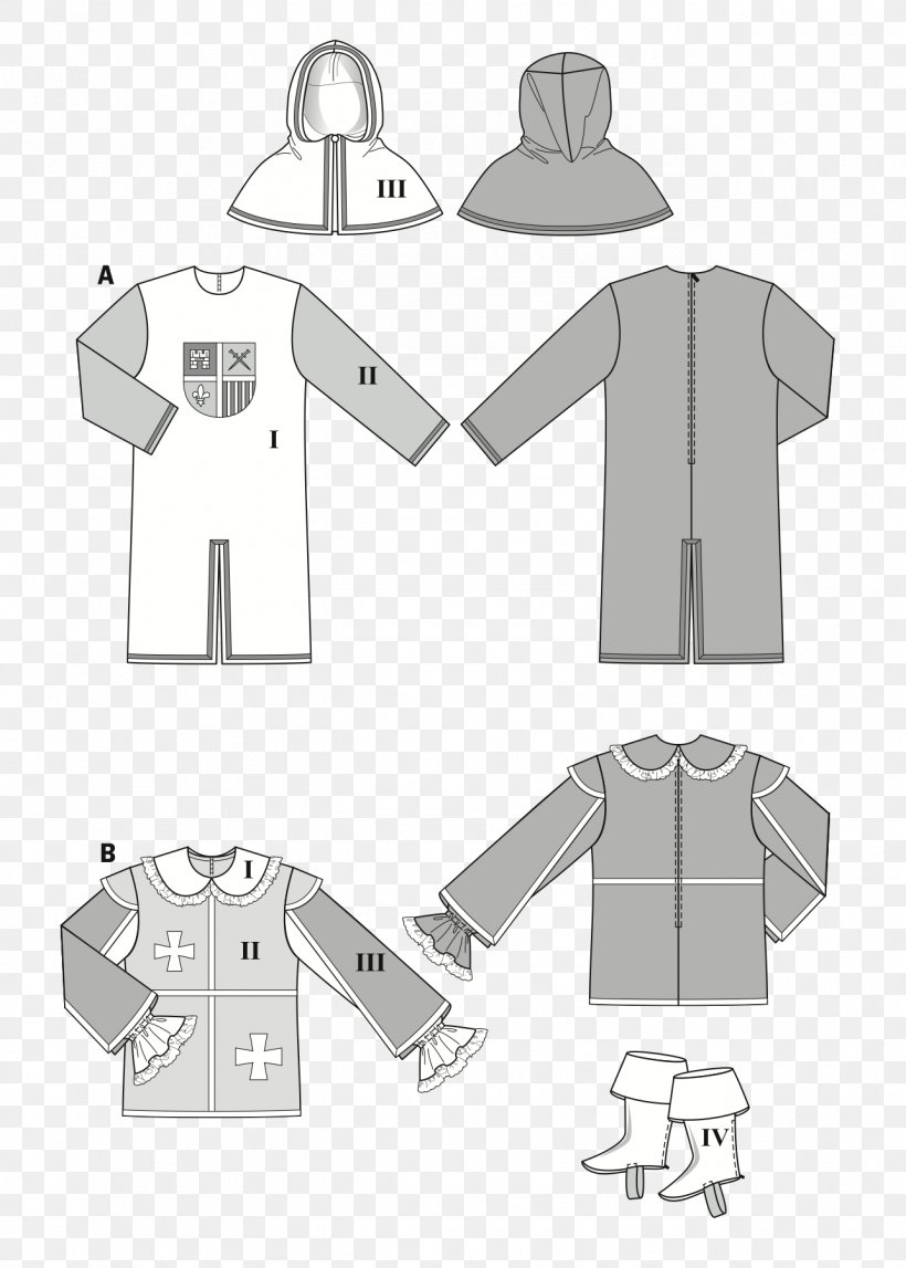 T-shirt Middle Ages Dress Medieval Clothing Pattern, PNG, 1286x1800px, Tshirt, Black And White, Cloak, Clothing, Collar Download Free
