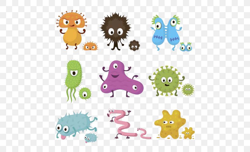 Bacteria Cartoon Microorganism Clip Art, PNG, 500x500px, Bacteria, Area, Art, Baby Toys, Cartoon Download Free